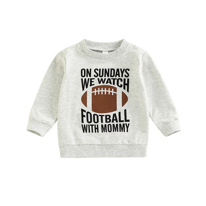 Baby Toddler Kids Girl Boy Football Season Daddy Mommy Sunday Football Print Pullover Tops