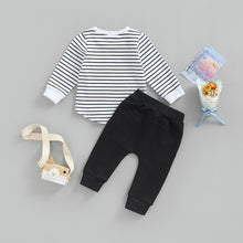 Load image into Gallery viewer, Toddler Baby Boy 2 Piece Autumn Clothing Set Long Sleeve Striped Top Shirt Solid Pants Outfit
