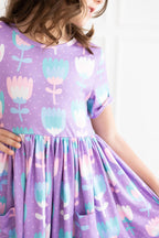 Too Cool Tulips Floral S/S Pocket Twirl Dress