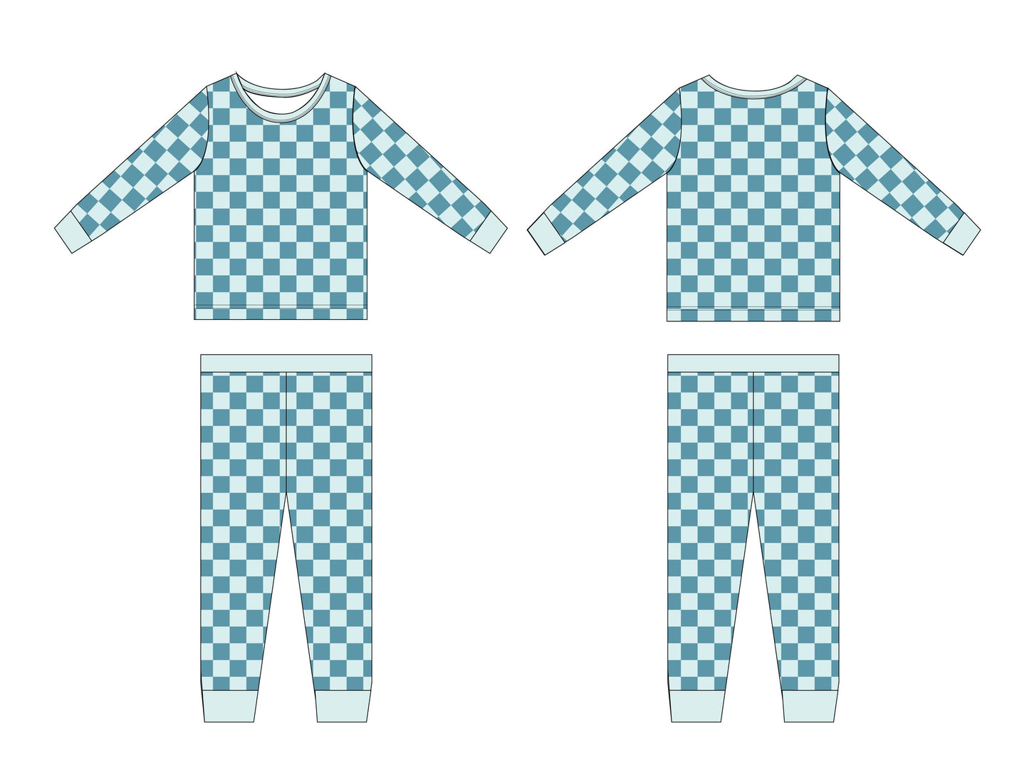 Honolulu Blue Checker - Set