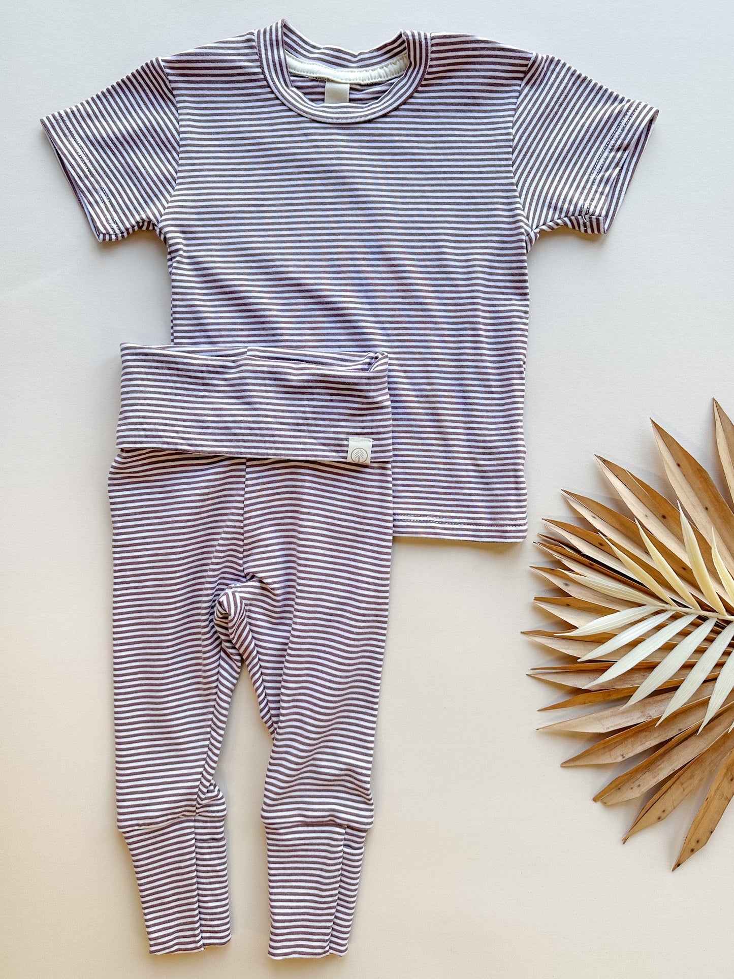 0/3m, 3/6m | Short Sleeve Essential Tee | Plum Stripe | Bamboo Organic Cotton