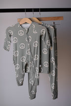 Bamboo Zip Pajamas Zipper Romper | Peace
