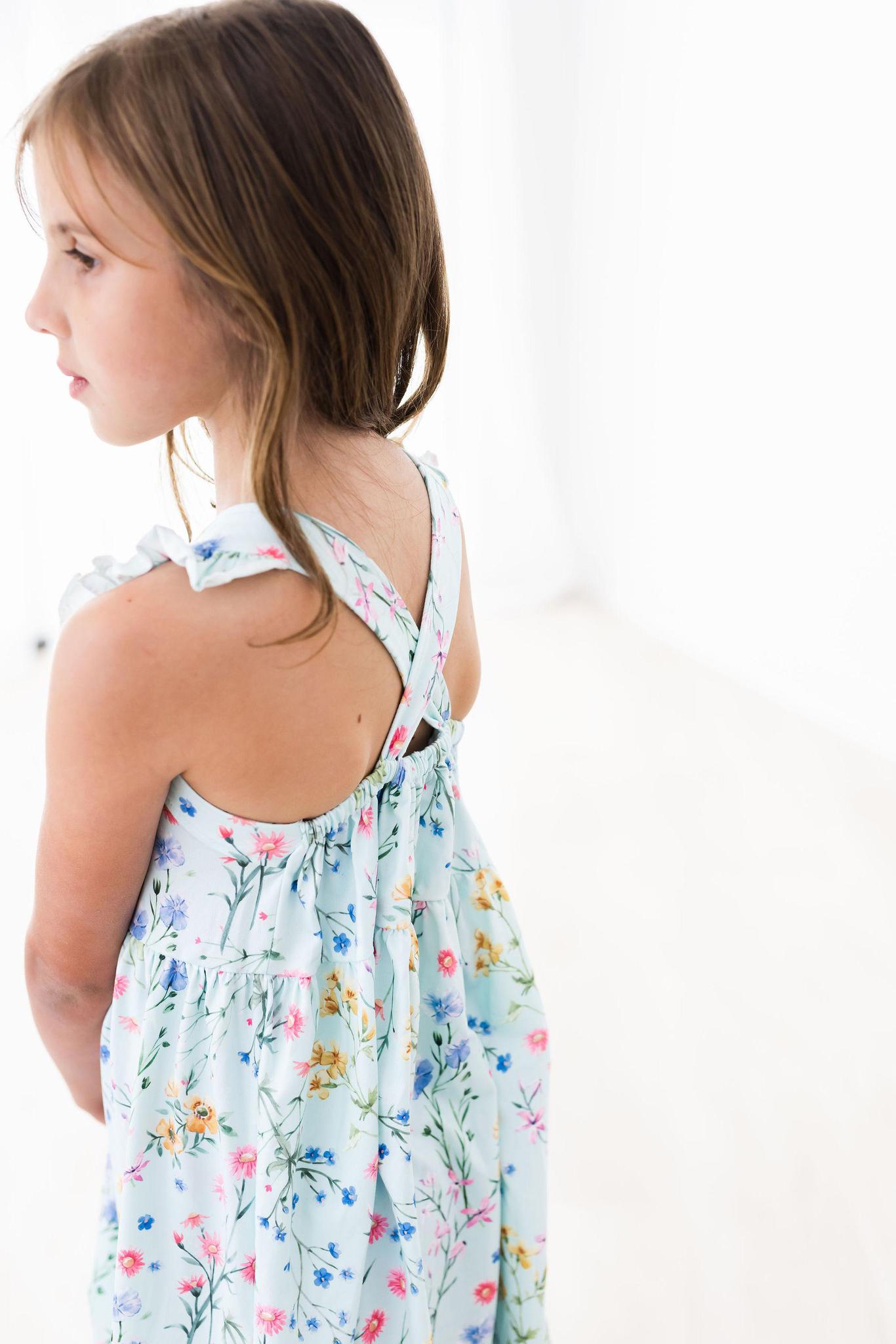 Wild Woods Ruffle Floral Cross Back Dress