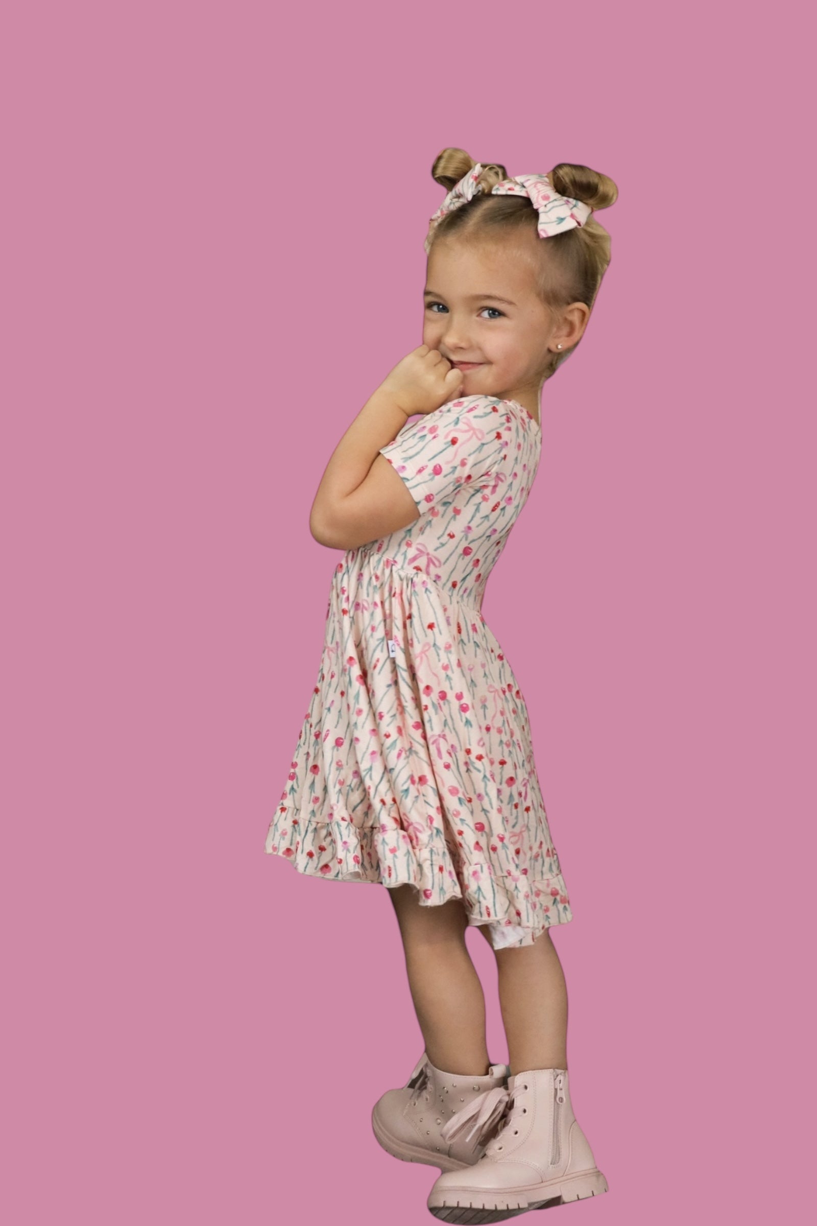 BLOOMS & BOWS FLORAL DREAM RUFFLE DRESS