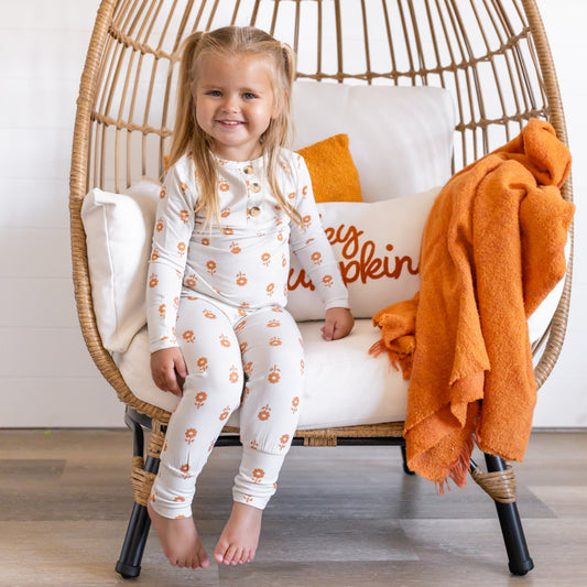 Pumpkin Posie 2pc Floral Bamboo Pajamas for Kids - Sizes Newborn & Up!