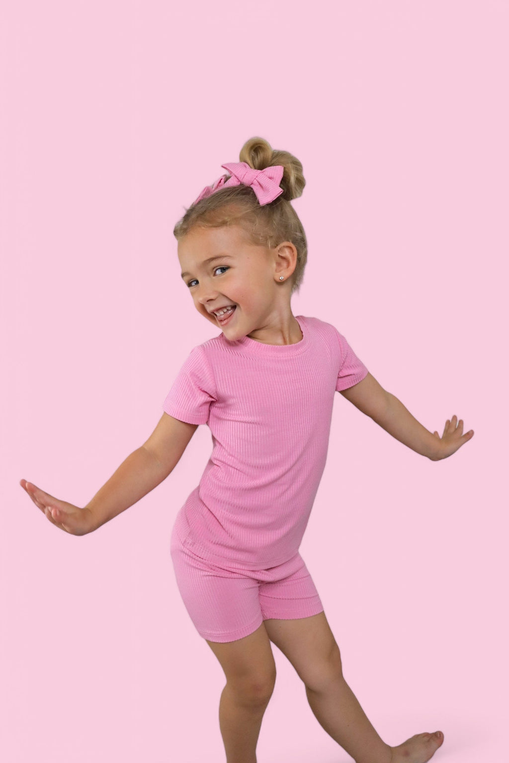 BELLA PINK RIB DREAM SHORT SET