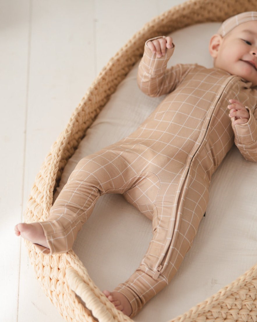 Cinnamon Cider Grid - Zipper Romper