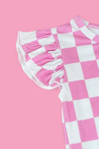 BUBBLEGUM CHECKERS DREAM RUFFLE SHORT SET