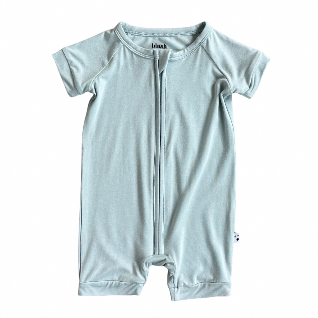 Powder Blue - Zip Shortie Zipper Romper