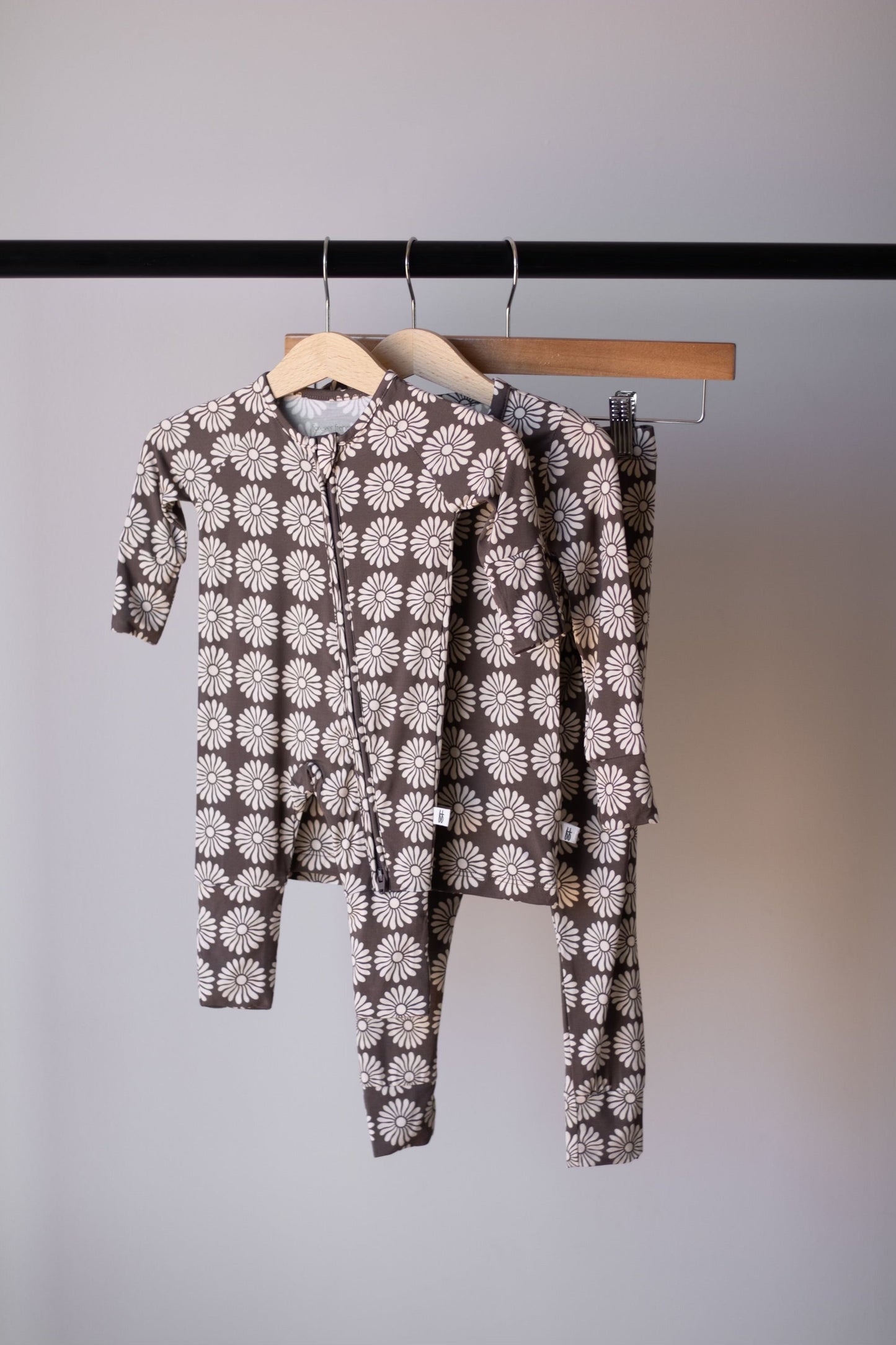 Bamboo Zip Pajamas Zipper Romper | Retro Floral