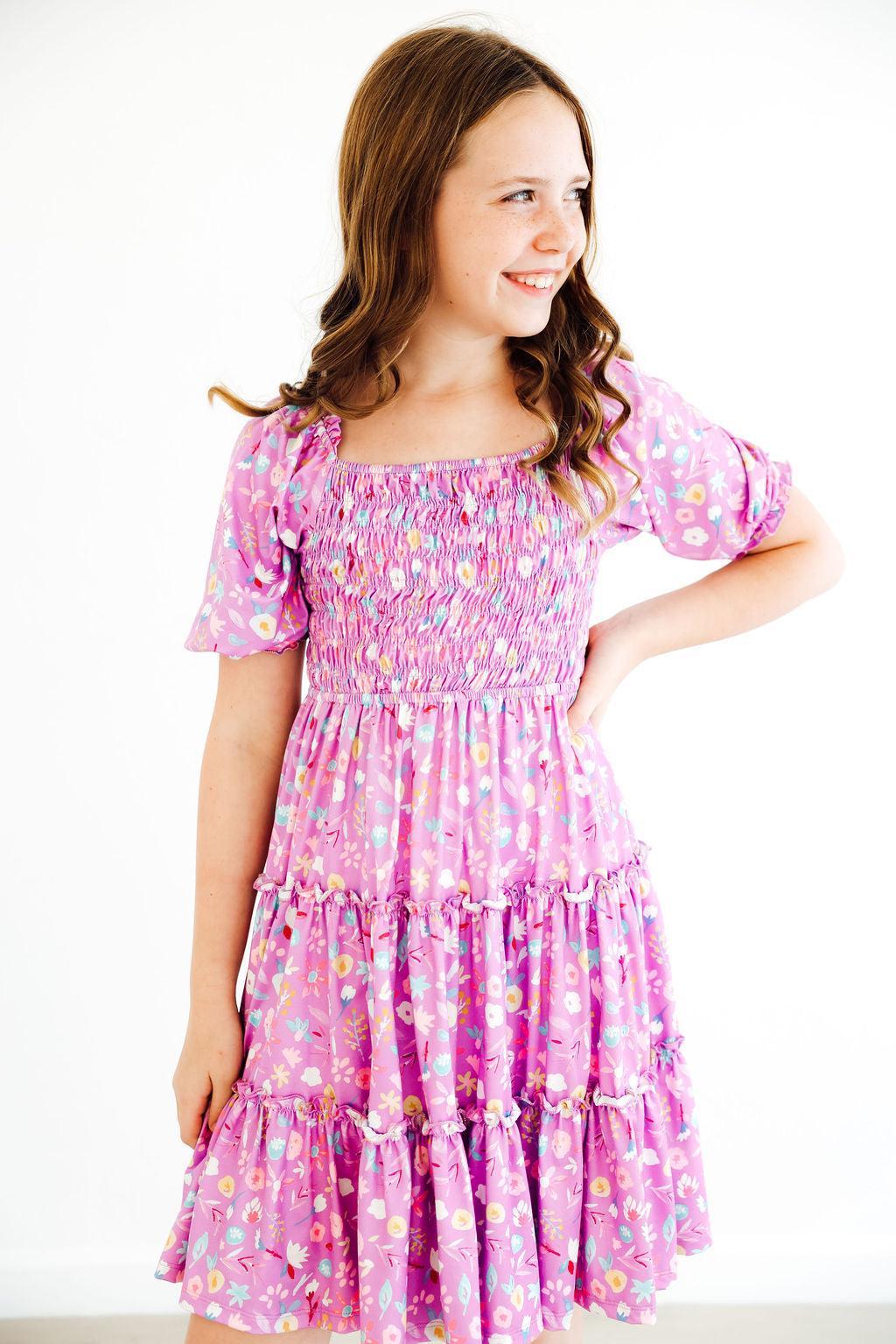 SALE Playful Posy Smocked Ruffle Dress
