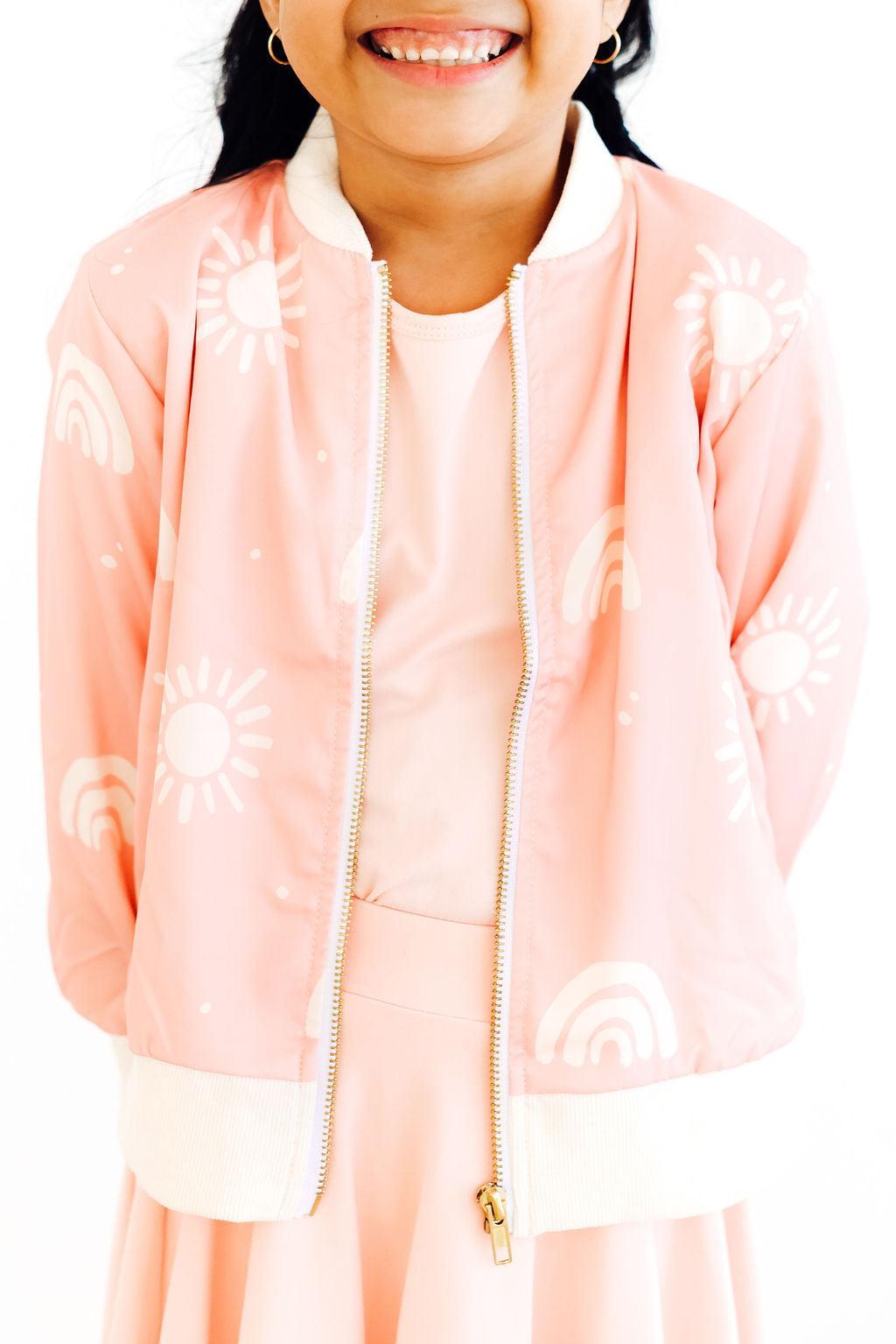 Soft Pink Suns Satin Jacket