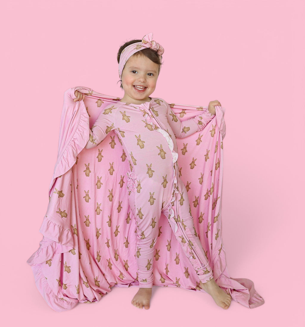 BLUSHIN' BUNNIES DREAM RUFFLE ZIPPER ROMPER