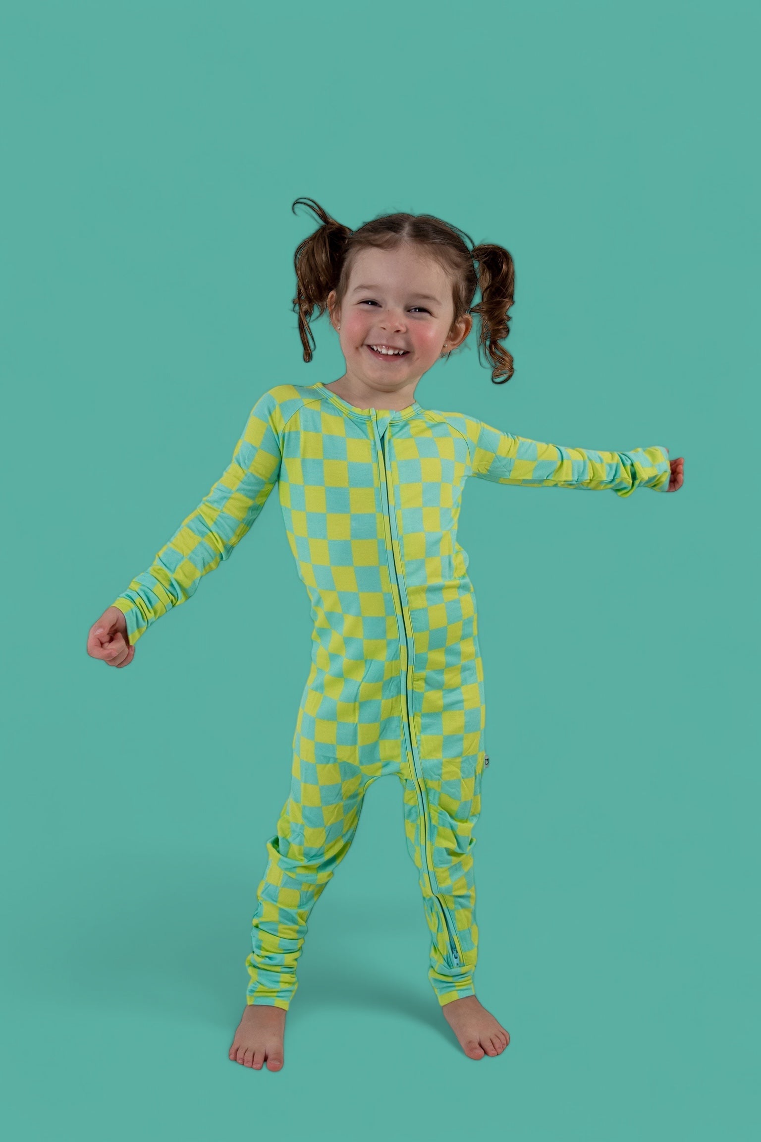 BE BOLD CHECKERS DREAM ZIPPER ROMPER