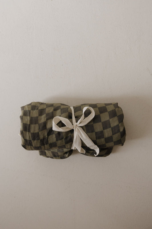 Muslin Quilt | Olive Checkerboard