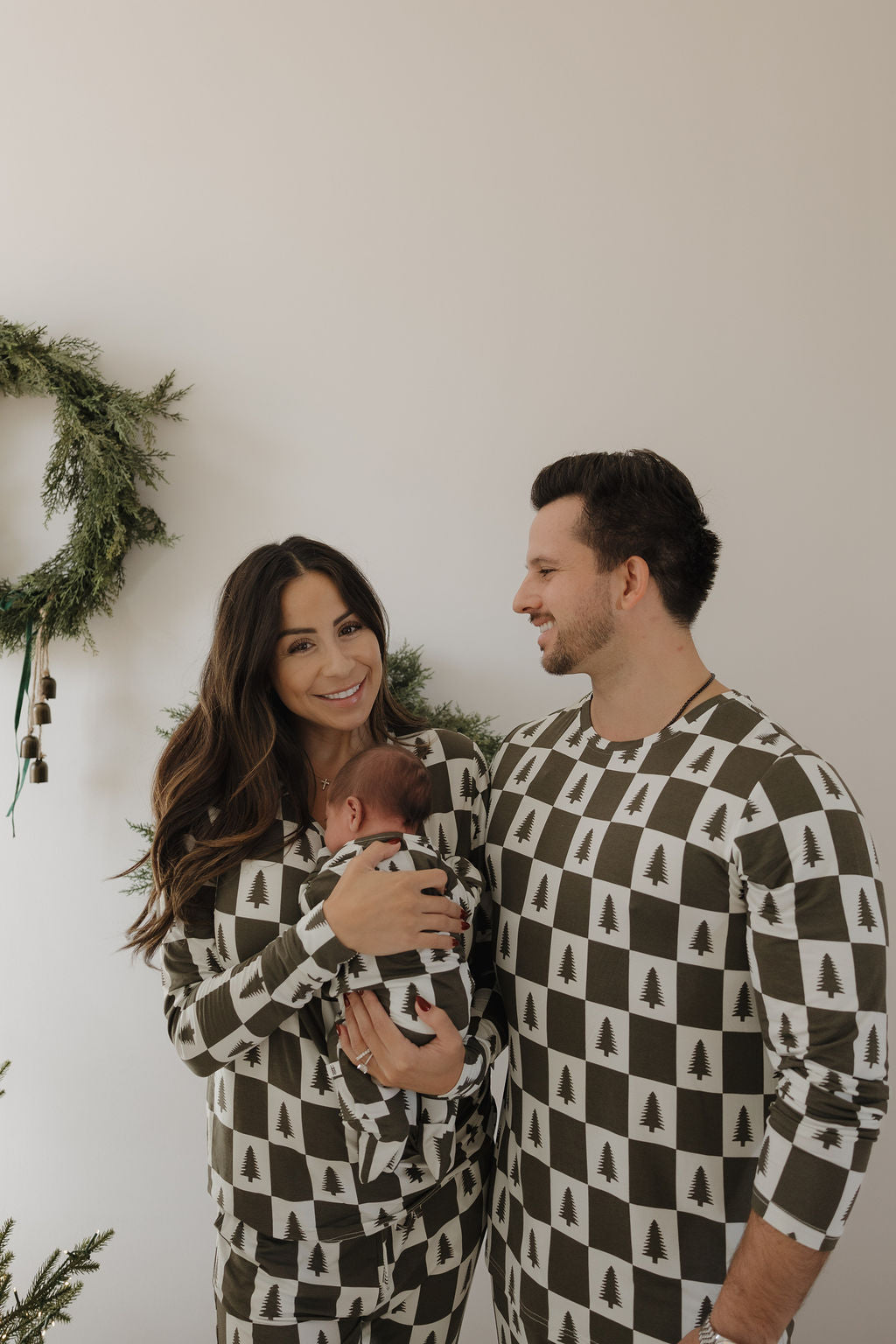 Men's Bamboo Pajamas | Christmas Tree Checkerboard