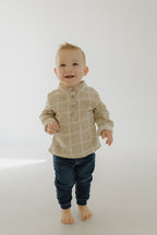 Muslin Button Up | Linen Grid