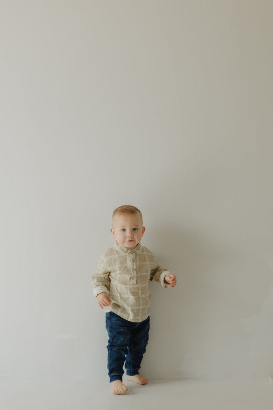 Muslin Button Up | Linen Grid
