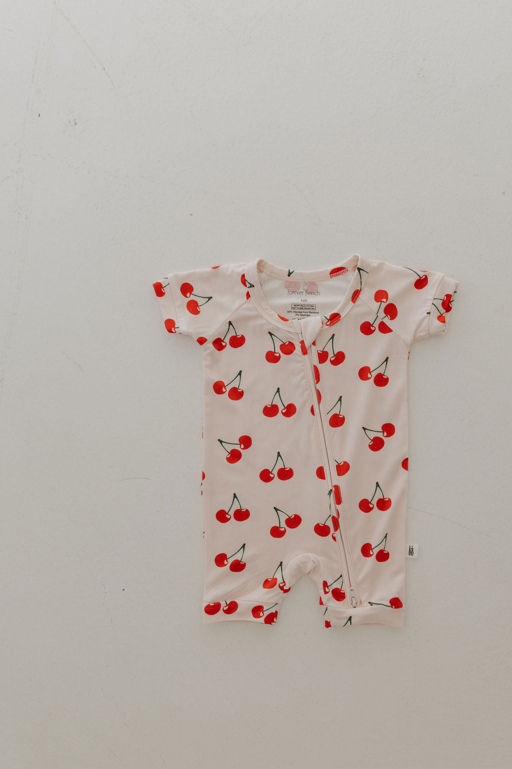 Bamboo Zip Shortie Romper | Cherry Orchard