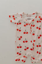 Bamboo Zip Shortie Romper | Cherry Orchard