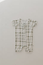 Bamboo Zip Shortie | Picnic Plaid Zipper Romper