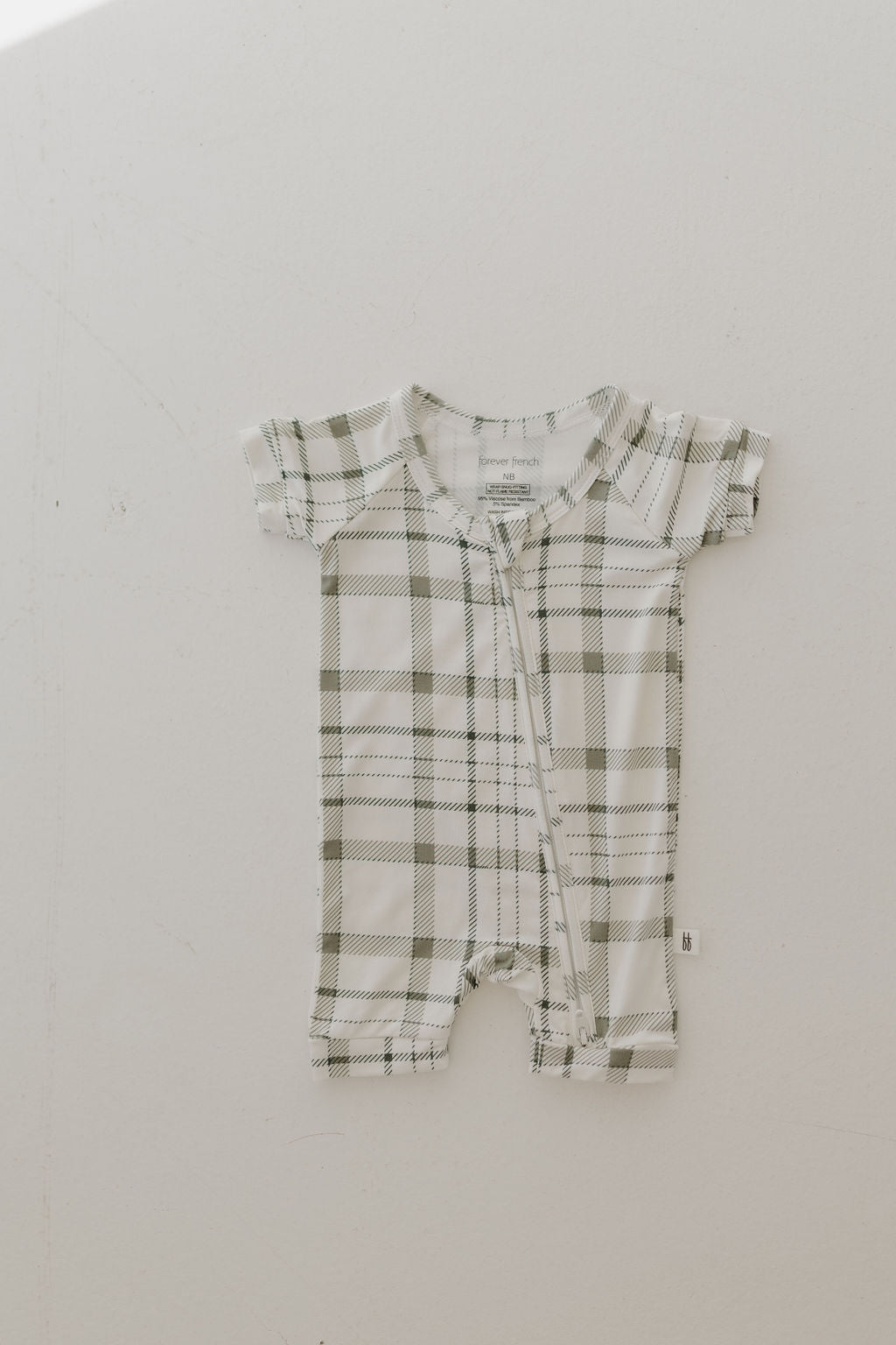 Bamboo Zip Shortie | Picnic Plaid Zipper Romper