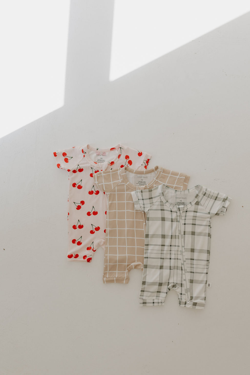 Bamboo Zip Shortie | Grid Zipper Romper