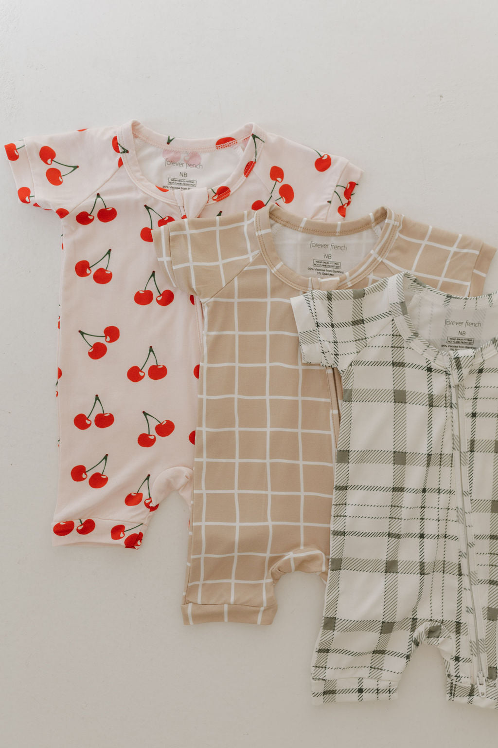Bamboo Zip Shortie | Grid Zipper Romper