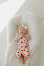 Bamboo Zip Shortie Romper | Cherry Orchard