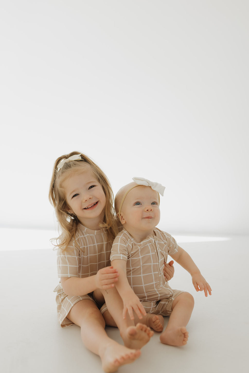 Bamboo Zip Shortie | Grid Zipper Romper