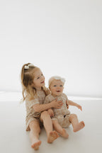 Bamboo Zip Shortie | Grid Zipper Romper