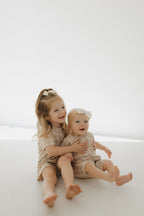 Bamboo Zip Shortie | Grid Zipper Romper