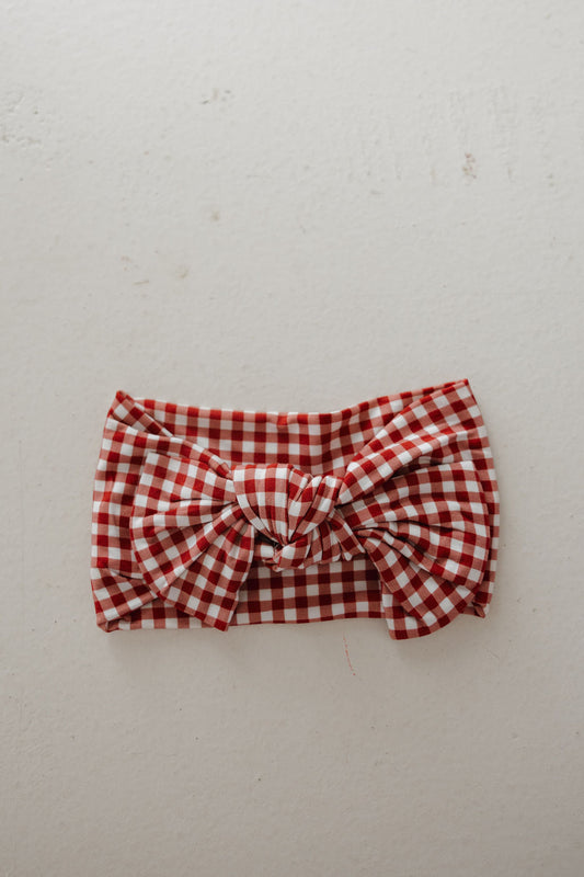 Bamboo Head Wrap | Red Gingham