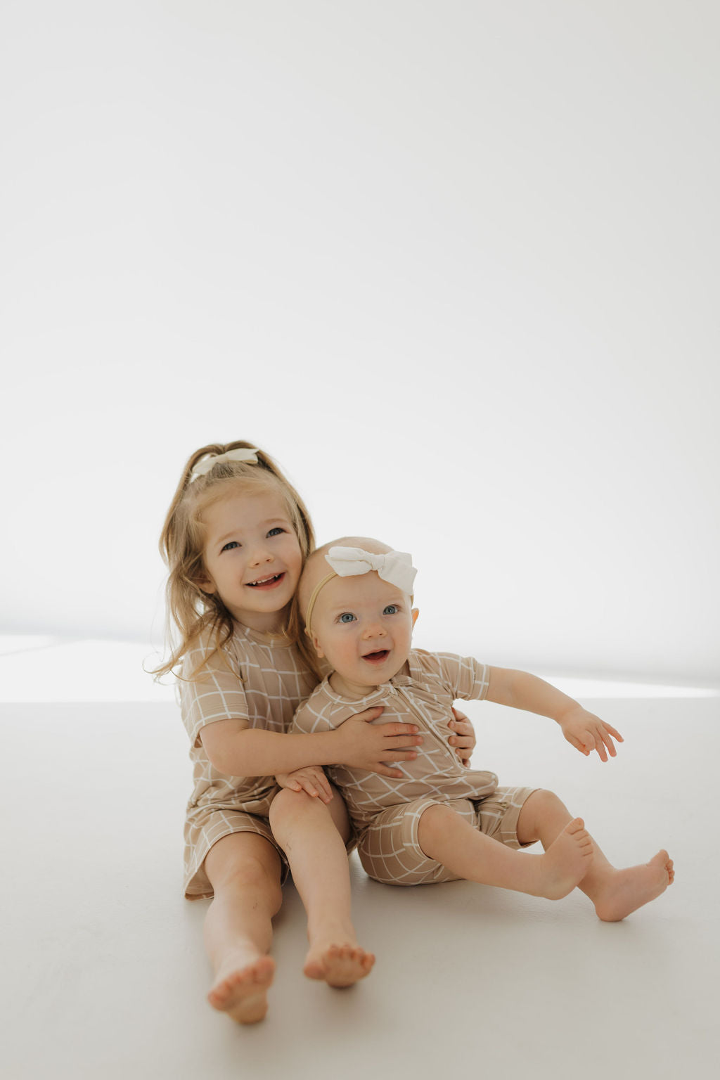 Bamboo Zip Shortie | Grid Zipper Romper