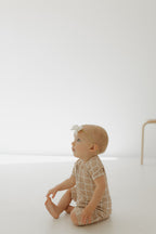 Bamboo Zip Shortie | Grid Zipper Romper