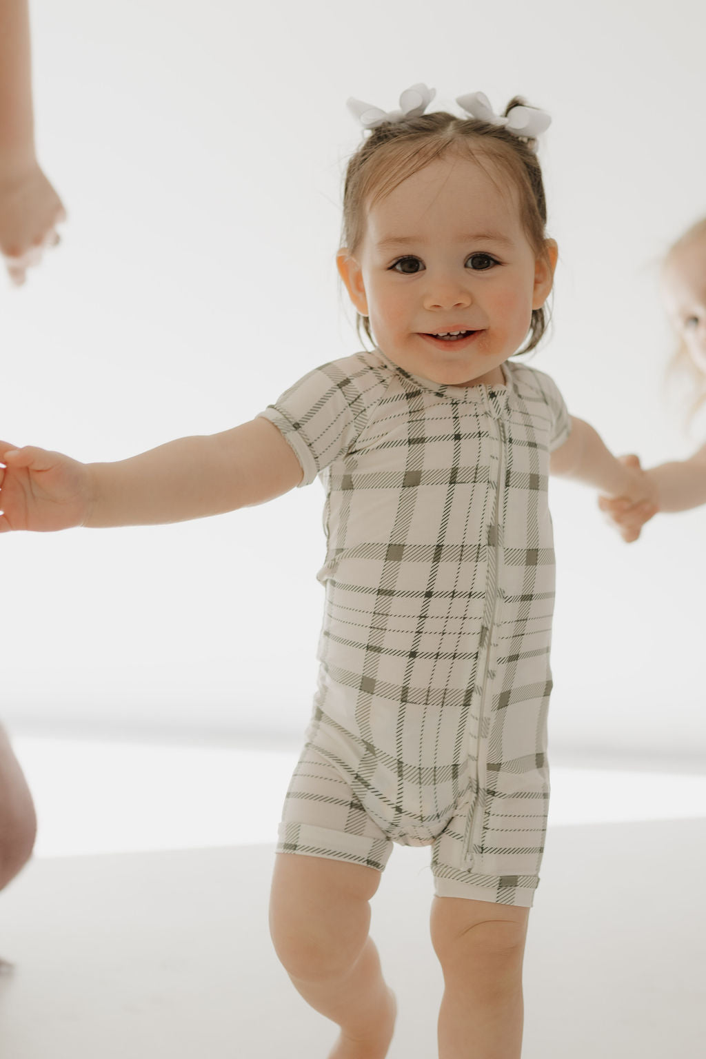Bamboo Zip Shortie | Picnic Plaid Zipper Romper