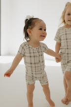 Bamboo Zip Shortie | Picnic Plaid Zipper Romper
