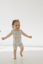 Bamboo Zip Shortie | Picnic Plaid Zipper Romper