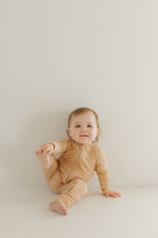 Bamboo Zip Pajamas | Tawny Zipper Romper