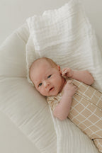 Bamboo Zip Shortie | Grid Zipper Romper