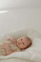 Bamboo Zip Shortie | Grid Zipper Romper