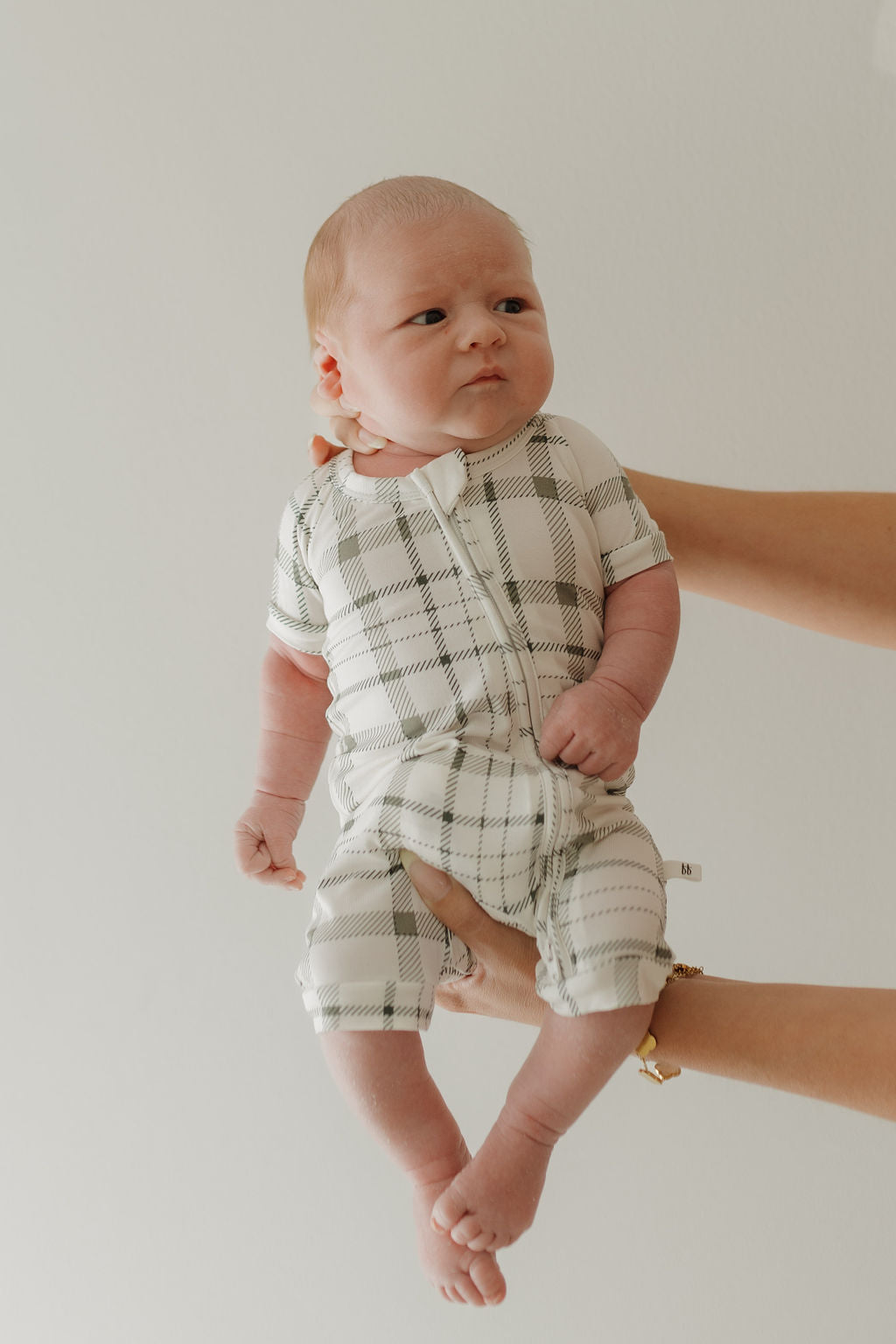 Bamboo Zip Shortie | Picnic Plaid Zipper Romper