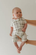 Bamboo Zip Shortie | Picnic Plaid Zipper Romper