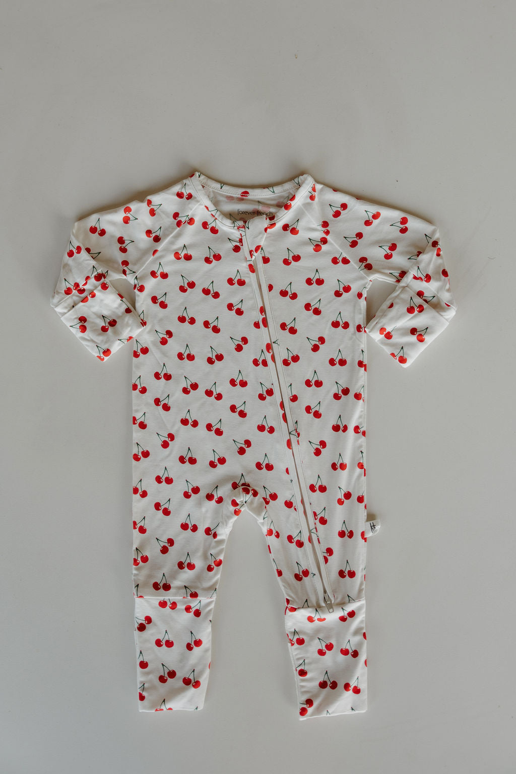 Bamboo Zip Pajamas Zipper Romper | Sweetheart Cherries