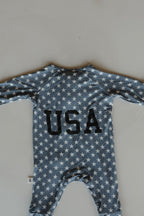 Bamboo Zip Pajamas Zipper Romper| Star Spangled