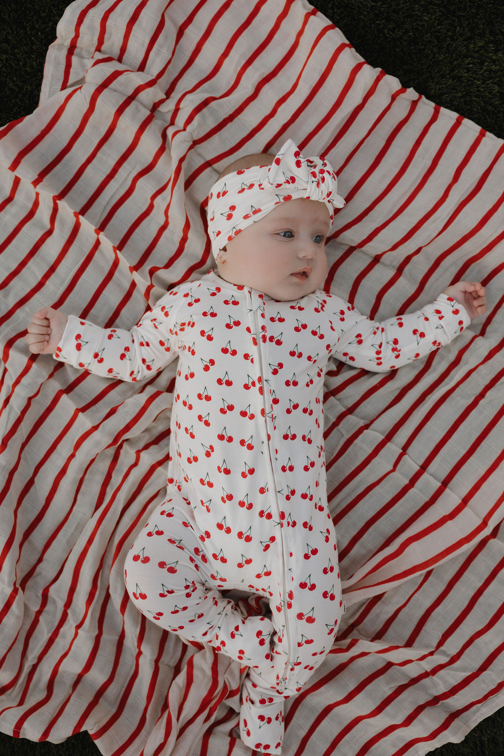 Bamboo Zip Pajamas Zipper Romper | Sweetheart Cherries