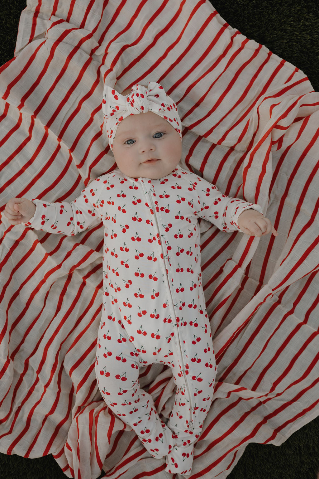 Bamboo Zip Pajamas Zipper Romper | Sweetheart Cherries