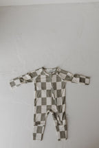 Bamboo Zip Pajamas | Oat & Sage Zipper Romper