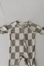Bamboo Zip Pajamas | Oat & Sage Zipper Romper