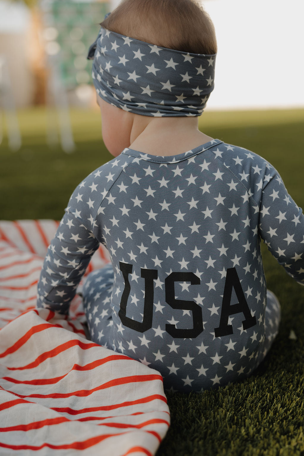 Bamboo Zip Pajamas Zipper Romper| Star Spangled